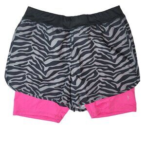 Danskin Now Girls Shorts Leggings Gray Pink Size 10 Large Animal Print Active